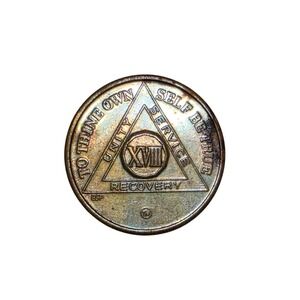 Alcoholics Anonymous 18 Year AA Medallion XVIII Bronze Rainbow Patina Chip BSP